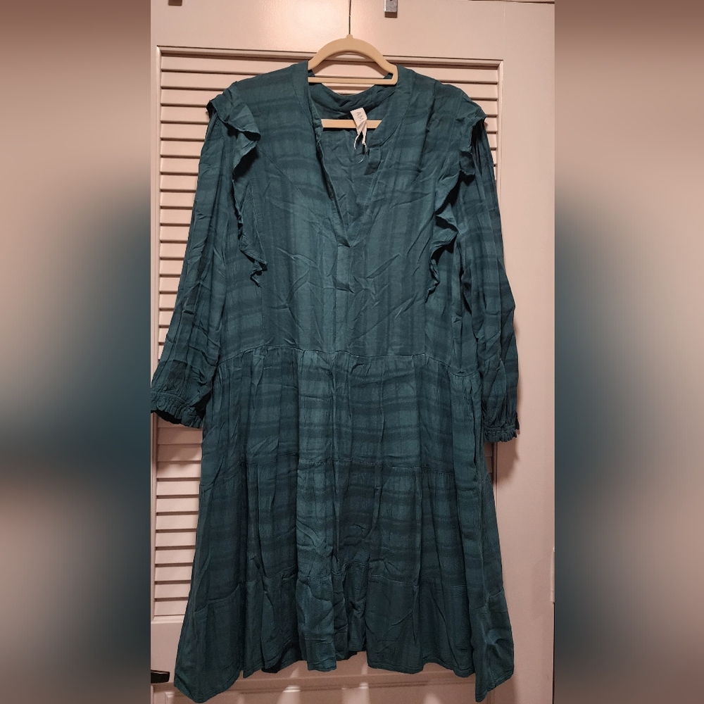 Anthropologie Teal Long Sleeve Dress